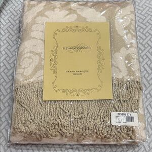 Cream and Tan Grand Baroque Throw Blanket 50”x60”